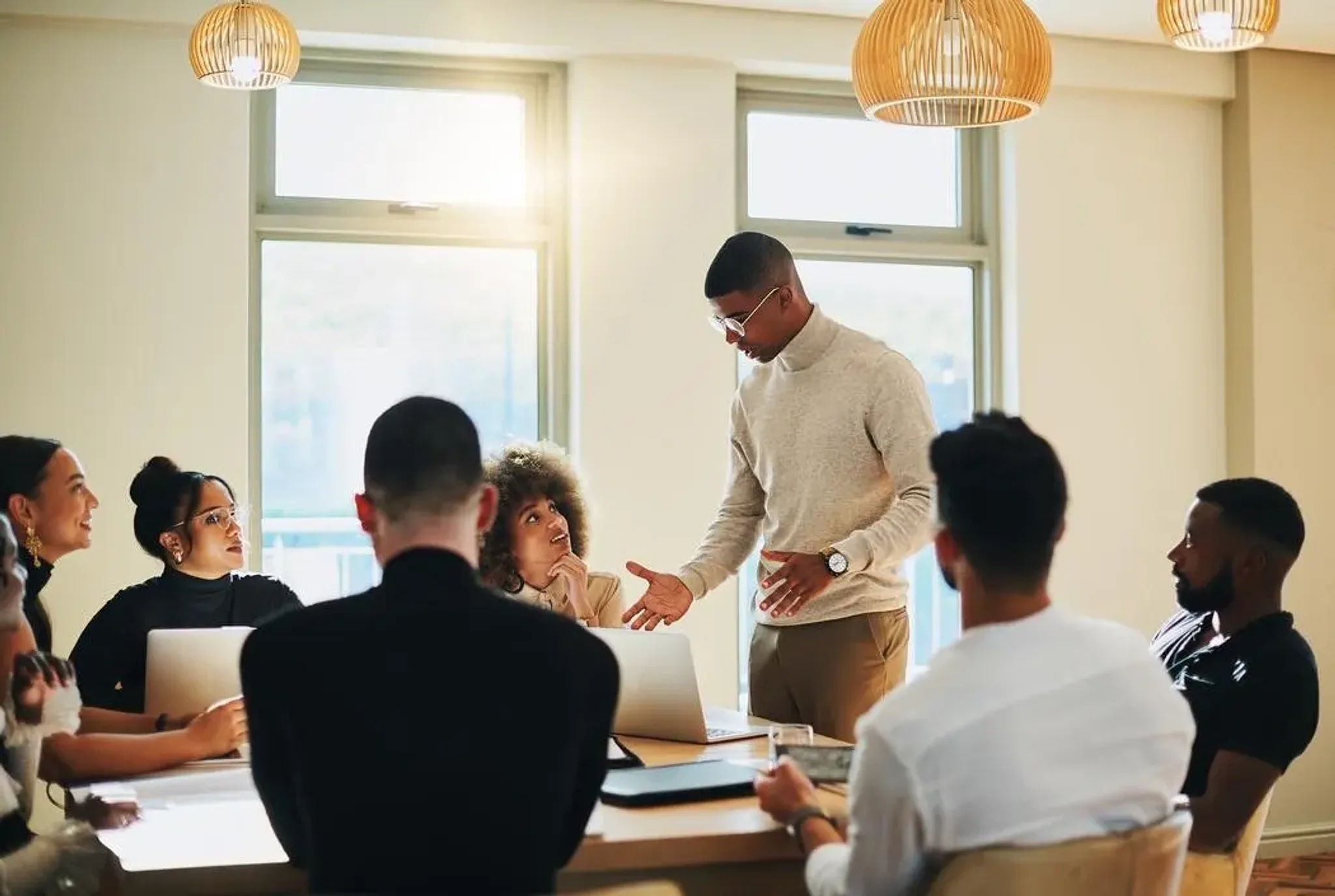 A growing team in a working session